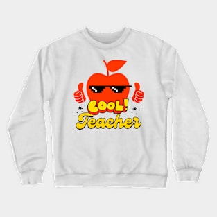 Cool Teacher Life: Funny School Apple Graphic Crewneck Sweatshirt